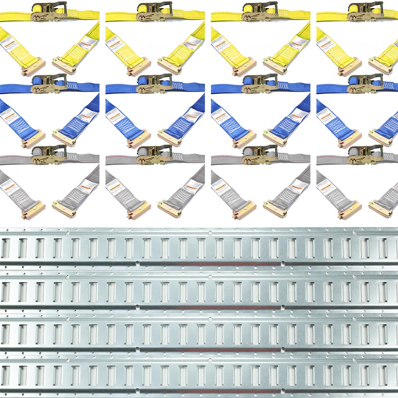 Balenie 4 kusov 5FT galvanizovaných koľajníc Račňový popruh E Track Kit